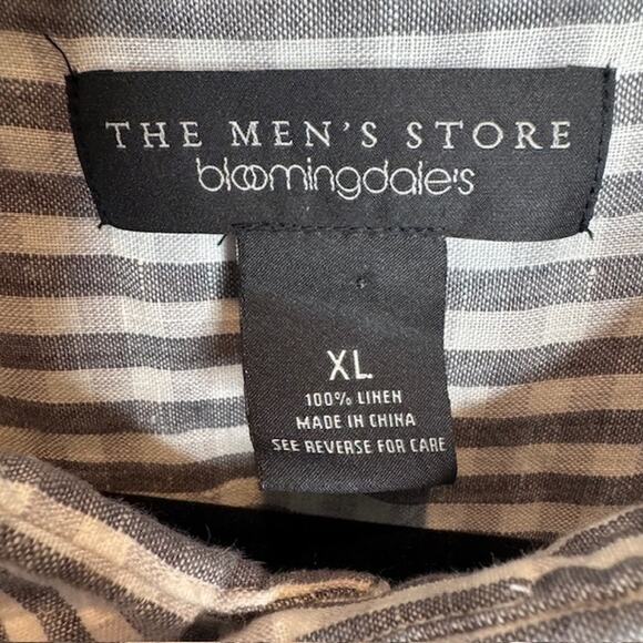 The Men's Store Bloomingdales 100% Linen Gray Plaid Shirt Size X-Large - Picture 2 of 9